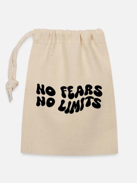 No Fears No Limits - Verschließbarer Geschenkbeutel aus Baumwolle (14x20cm) - Natur