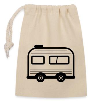 Small caravan - Closable cotton gift bag (14x20cm) - nature - Front