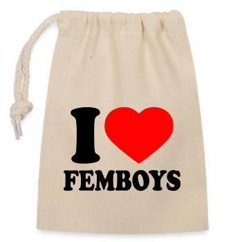 I love femboys - Verschließbarer Geschenkbeutel aus Baumwolle (14x20cm) - Natur - Vorne