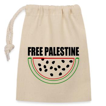 Free palestine Wassermelone Melone - Verschließbarer Geschenkbeutel aus Baumwolle (14x20cm) - Natur - Vorne