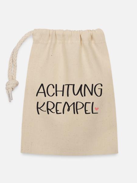 ACHTUNG KREMPEL! - Verschließbarer Geschenkbeutel aus Baumwolle (14x20cm) - Natur