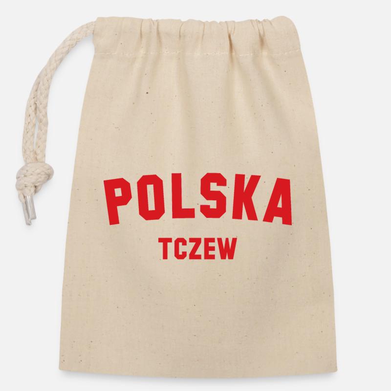 TCZEW Polska Polen - Verschließbarer Geschenkbeutel aus Baumwolle (14x20cm) - Natur