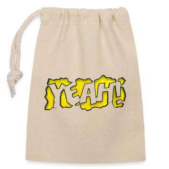 Gelbes Graffiti "Yeah!" - Verschließbarer Geschenkbeutel aus Baumwolle (14x20cm) - Natur - Vorne
