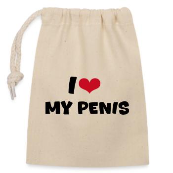 I love - Closable cotton gift bag (14x20cm) - nature - Front