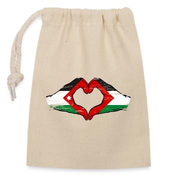 Jordanie Palestine Drapeau Mains Coeur Forme Utilisé - Sac cadeau en coton avec cordon (14 x 20 cm) - nature - Devant