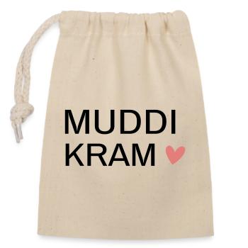 MUDDi KRAM! Personalisierbar - Verschließbarer Geschenkbeutel aus Baumwolle (14x20cm) - Natur - Vorne