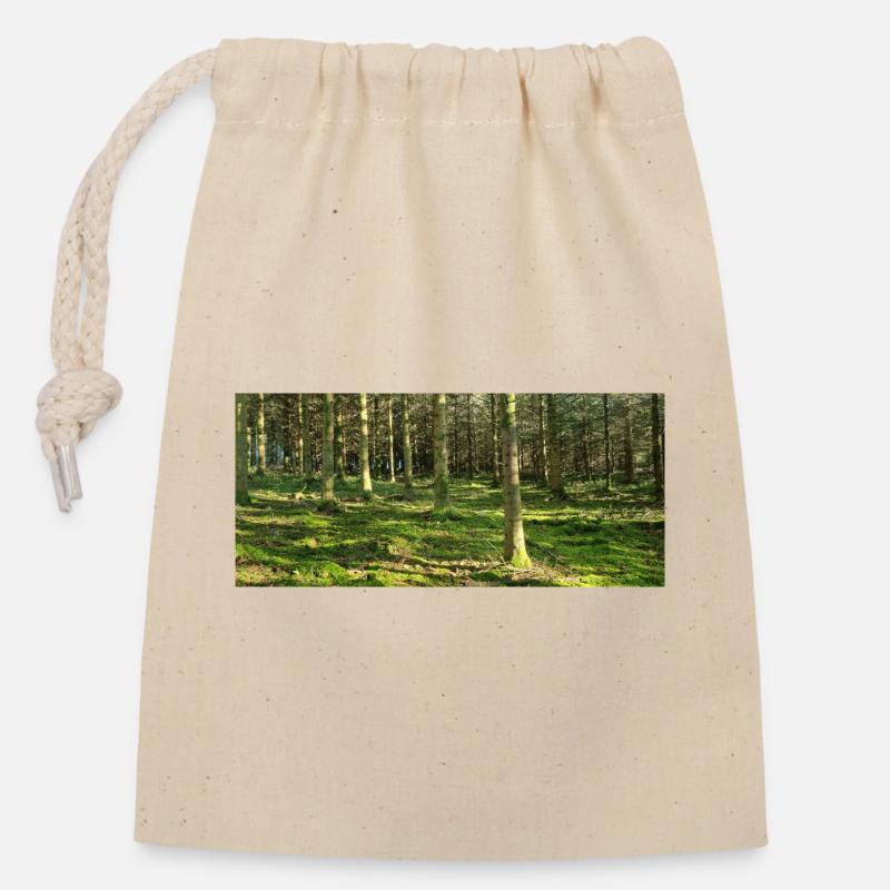 Lichter Waldlandschaft Druckdesign - Verschließbarer Geschenkbeutel aus Baumwolle (14x20cm) - Natur