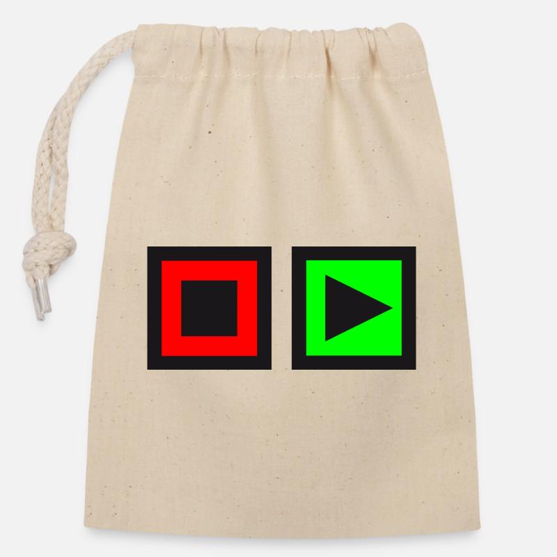 Panneaux d’arrêt et de jeu - Sac cadeau en coton avec cordon (14 x 20 cm) - nature