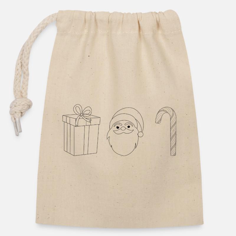 Christmas Gift Santa Candy Cane - Closable cotton gift bag (14x20cm) - nature