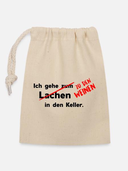 In den Keller - Verschließbarer Geschenkbeutel aus Baumwolle (14x20cm) - Natur