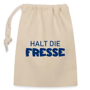 Halt die Fresse - Cooler Spruch - Verschließbarer Geschenkbeutel aus Baumwolle (14x20cm) - Natur - Vorne