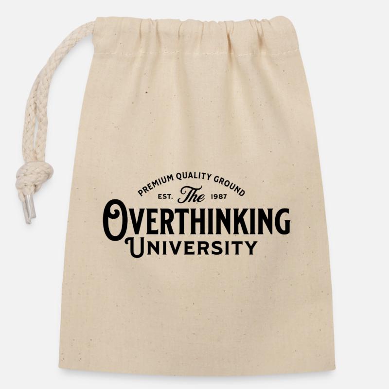 Overthinking_University - Closable cotton gift bag (14x20cm) - nature