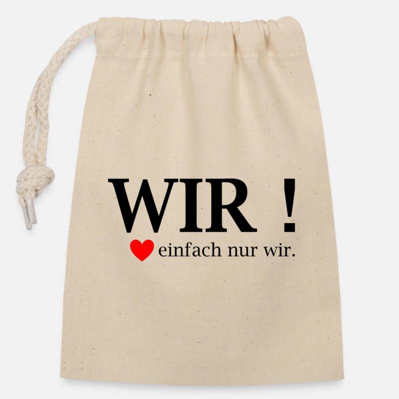 WIR! Einfach nur wir Herz - Verschließbarer Geschenkbeutel aus Baumwolle (14x20cm) - Natur