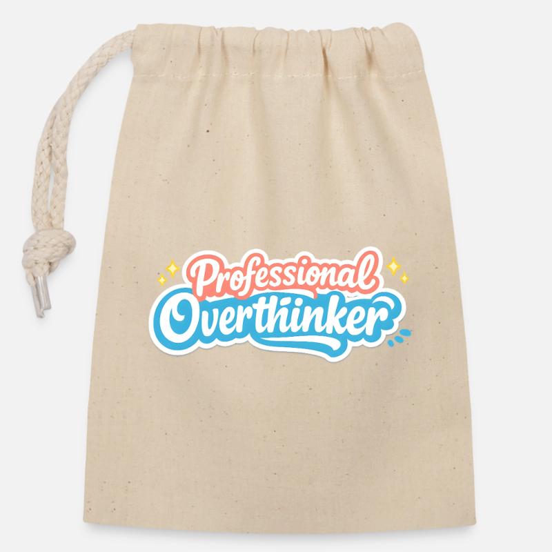 PROFESSIONAL OVERTHINKER VINTAGE - Closable cotton gift bag (14x20cm) - nature