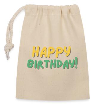 Happy Birthday - Verschließbarer Geschenkbeutel aus Baumwolle (14x20cm) - Natur - Vorne