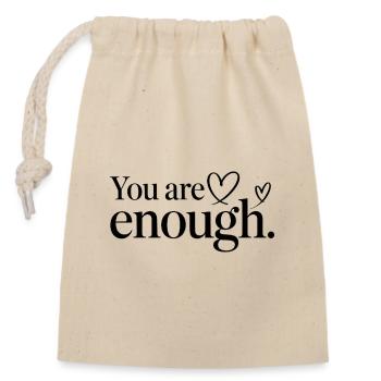 You Are Enough Heart Mindfulness Statement - Closable cotton gift bag (14x20cm) - nature - Front