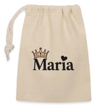 Mary First Name Crown Heart Gift Idea - Closable cotton gift bag (14x20cm) - nature - Front