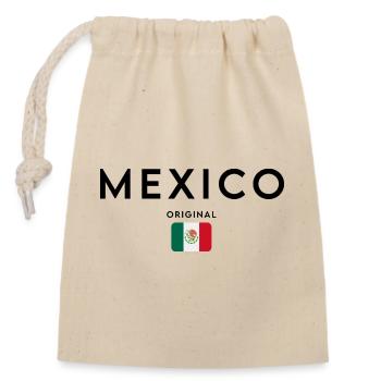 Drapeau du Mexique, design minimaliste élégant - Sac cadeau en coton avec cordon (14 x 20 cm) - nature - Devant