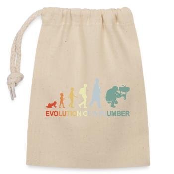 Klempner Evolution - Verschließbarer Geschenkbeutel aus Baumwolle (14x20cm) - Natur - Vorne