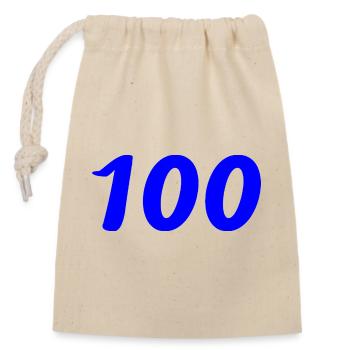 100. 100 YEARS. 100th ANNIVERSARY. BIRTHDAY 100 - Closable cotton gift bag (14x20cm) - nature - Front