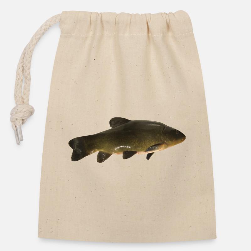 carpe (poisson) - Sac cadeau en coton avec cordon (14 x 20 cm) - nature