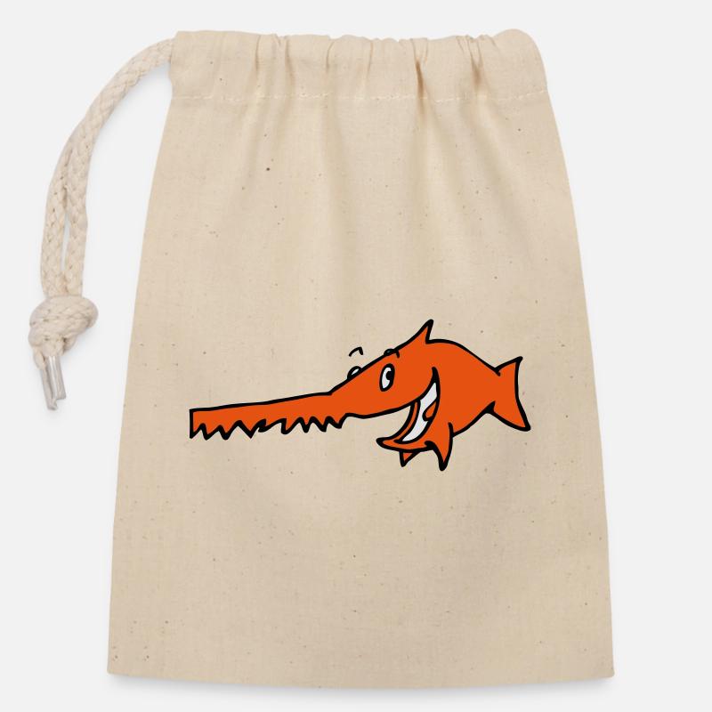 Sägefish - Closable cotton gift bag (14x20cm) - nature