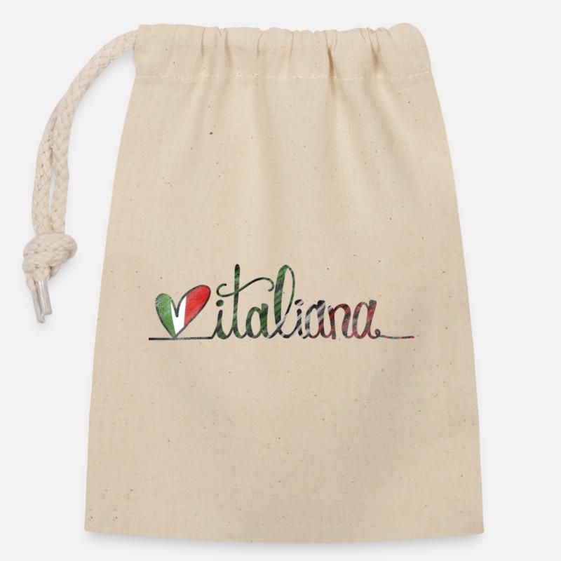 Italiana ❤️ - Verschließbarer Geschenkbeutel aus Baumwolle (14x20cm) - Natur