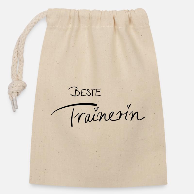Beste Trainerin - Verschließbarer Geschenkbeutel aus Baumwolle (14x20cm) - Natur