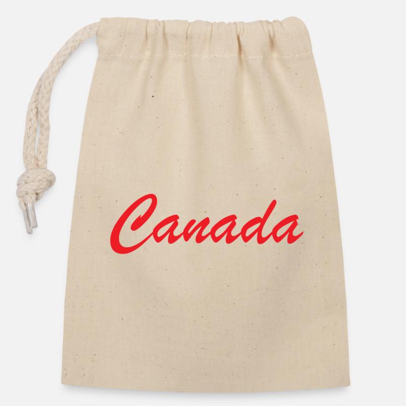 Canada Script Lettering Red - Closable cotton gift bag (14x20cm) - nature