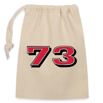 Rouge 73 sur fond noir - Sac cadeau en coton avec cordon (14 x 20 cm) - nature - Devant