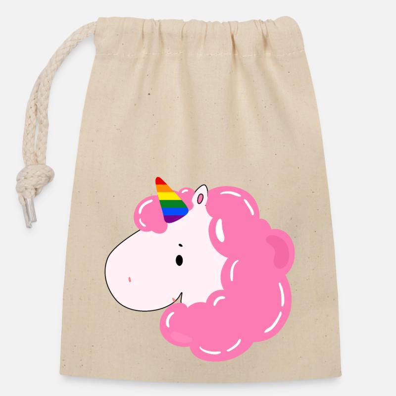 Unicorn - Closable cotton gift bag (14x20cm) - nature