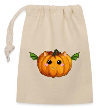 Citrouille d’Halloween - Sac cadeau en coton avec cordon (14 x 20 cm) - nature - Devant