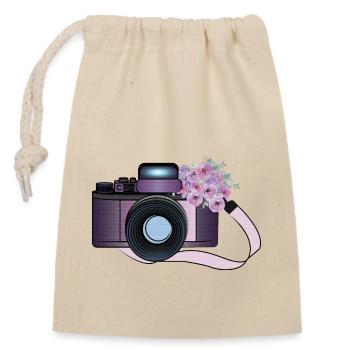 CAMARA CON FLORES - Sac cadeau en coton avec cordon (14 x 20 cm) - nature - Devant