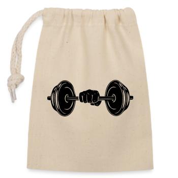 Dumbbell - Fitness & Bodybuilding - Closable cotton gift bag (14x20cm) - nature - Front