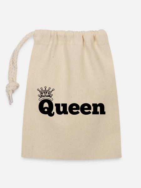 Königin mit Krone - Verschließbarer Geschenkbeutel aus Baumwolle (14x20cm) - Natur