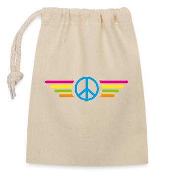 Frieden Peace Flügel - Verschließbarer Geschenkbeutel aus Baumwolle (14x20cm) - Natur - Vorne