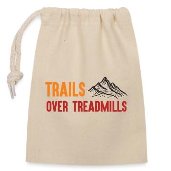 Trailrunning - Trails über Laufbänder - Verschließbarer Geschenkbeutel aus Baumwolle (14x20cm) - Natur - Vorne