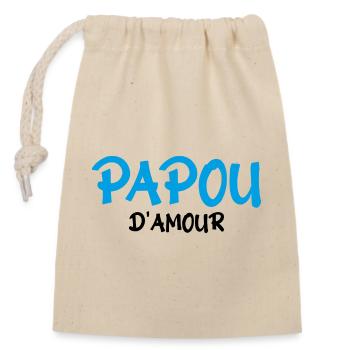 Papou d'amour - Sac cadeau en coton avec cordon (14 x 20 cm) - nature - Devant