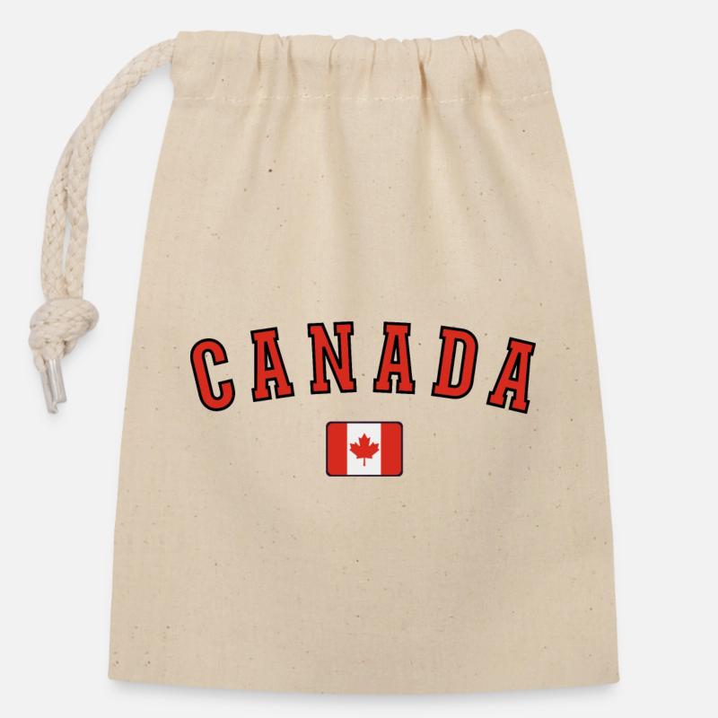 Drapeau du Canada, fierté canadienne - Sac cadeau en coton avec cordon (14 x 20 cm) - nature
