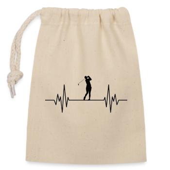 Golf Golfer Herzschlag - Verschließbarer Geschenkbeutel aus Baumwolle (14x20cm) - Natur - Vorne