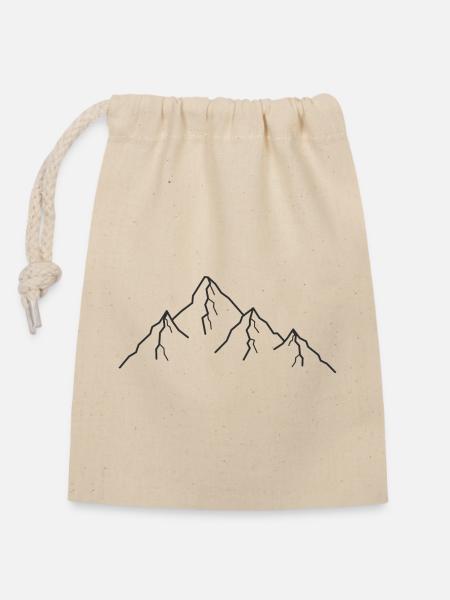 Berge Berg Zeichnung - Verschließbarer Geschenkbeutel aus Baumwolle (14x20cm) - Natur