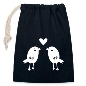 Vögel - Verschließbarer Geschenkbeutel aus Baumwolle (14x20cm) - Navy - Vorne