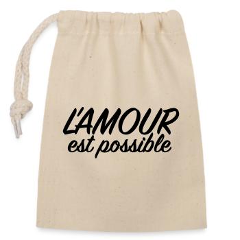 L'amour est possible - Citation Amour - Sac cadeau en coton avec cordon (14 x 20 cm) - nature - Devant