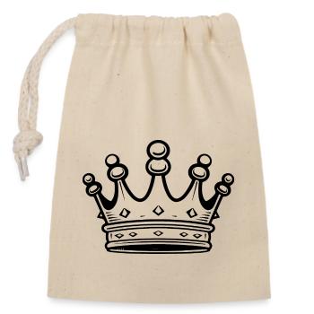 Crown icon silhouette - Closable cotton gift bag (14x20cm) - nature - Front