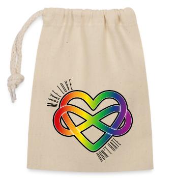 Polyamory Heart: Make Love & Don't Hate (black) - Closable cotton gift bag (14x20cm) - nature - Front