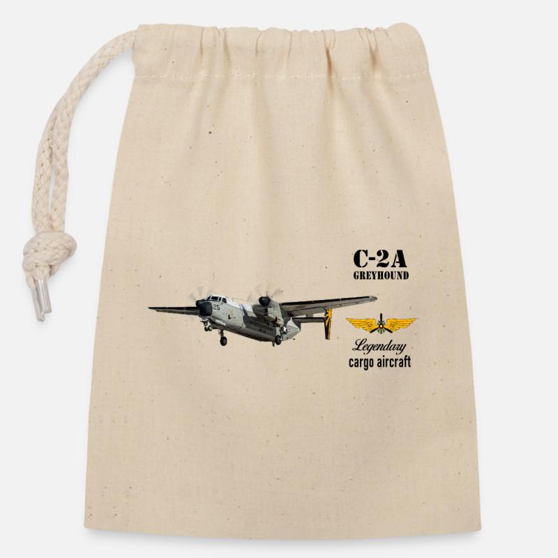 C-2A Greyhound - Verschließbarer Geschenkbeutel aus Baumwolle (14x20cm) - Natur
