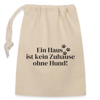 Dog saying - Closable cotton gift bag (14x20cm) - nature - Front