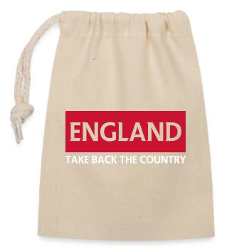 England Flagge mit patriotischem Text - Verschließbarer Geschenkbeutel aus Baumwolle (14x20cm) - Natur - Vorne