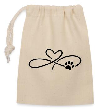 Coeur infini avec patte chat chien - Sac cadeau en coton avec cordon (14 x 20 cm) - nature - Devant