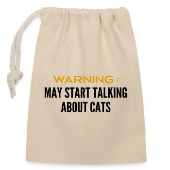 Attention Peut Parler De Chats - Sac cadeau en coton avec cordon (14 x 20 cm) - nature - Devant